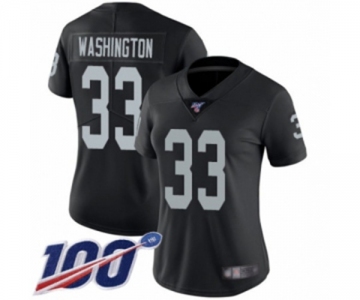 Women's Oakland Raiders #33 DeAndre Washington Black Team Color Vapor Untouchable Limited Player 100th Season Football Jersey