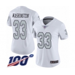 Women's Oakland Raiders #33 DeAndre Washington Limited White Rush Vapor Untouchable 100th Season Football Jersey