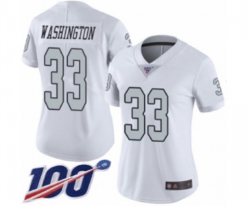 Women's Oakland Raiders #33 DeAndre Washington Limited White Rush Vapor Untouchable 100th Season Football Jersey