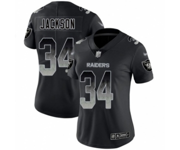 Women's Oakland Raiders #34 Bo Jackson Black Smoke Fashion Limited Player 100th Season Football Jersey