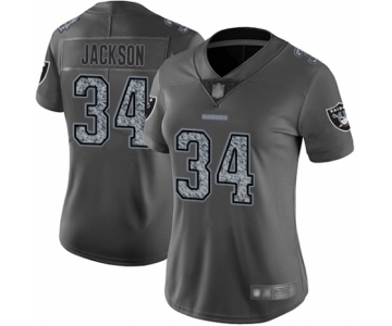 Women's Oakland Raiders #34 Bo Jackson Gray Static Fashion Limited Player 100th Season Football Jersey