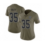 Women's Oakland Raiders #35 Curtis Riley Limited Olive 2017 Salute to Service Football Jersey