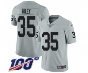 Women's Oakland Raiders #35 Curtis Riley Limited Silver Inverted Legend 100th Season Football Jersey