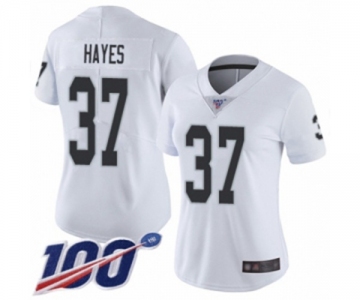 Women's Oakland Raiders #37 Lester Hayes White Vapor Untouchable Limited Player 100th Season Football Jersey