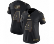 Women's Oakland Raiders #4 Derek Carr Black Gold Vapor Untouchable Limited Player 100th Season Football Jersey