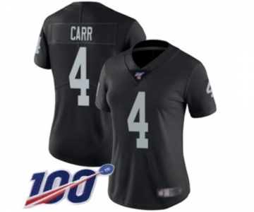 Women's Oakland Raiders #4 Derek Carr Black Team Color Vapor Untouchable Limited Player 100th Season Football Jersey