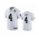 Women's Oakland Raiders #4 Derek Carr White 60th Anniversary Vapor Untouchable Limited Player 100th Season Football Jersey