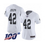 Women's Oakland Raiders #42 Karl Joseph White Vapor Untouchable Limited Player 100th Season Football Jersey