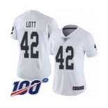 Women's Oakland Raiders #42 Ronnie Lott White Vapor Untouchable Limited Player 100th Season Football Jersey