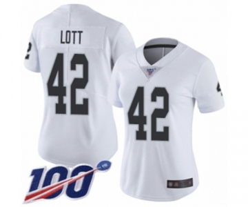 Women's Oakland Raiders #42 Ronnie Lott White Vapor Untouchable Limited Player 100th Season Football Jersey