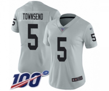 Women's Oakland Raiders #5 Johnny Townsend Limited Silver Inverted Legend 100th Season Football Jersey