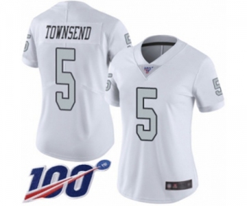 Women's Oakland Raiders #5 Johnny Townsend Limited White Rush Vapor Untouchable 100th Season Football Jersey