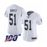 Women's Oakland Raiders #51 Vontaze Burfict White Vapor Untouchable Limited Player 100th Season Football Jersey