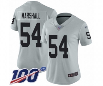 Women's Oakland Raiders #54 Brandon Marshall Limited Silver Inverted Legend 100th Season Football Jersey