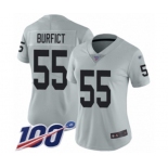 Women's Oakland Raiders #55 Vontaze Burfict Limited Silver Inverted Legend 100th Season Football Jersey