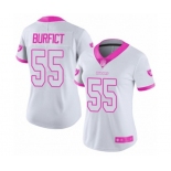 Women's Oakland Raiders #55 Vontaze Burfict Limited White Pink Rush Fashion Football Jersey