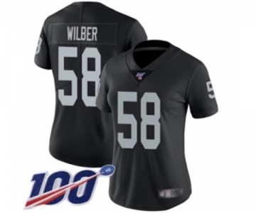 Women's Oakland Raiders #58 Kyle Wilber Black Team Color Vapor Untouchable Limited Player 100th Season Football Jersey