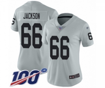 Women's Oakland Raiders #66 Gabe Jackson Limited Silver Inverted Legend 100th Season Football Jersey