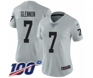 Women's Oakland Raiders #7 Mike Glennon Limited Silver Inverted Legend 100th Season Football Jersey