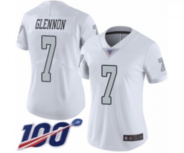 Women's Oakland Raiders #7 Mike Glennon Limited White Rush Vapor Untouchable 100th Season Football Jersey