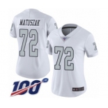 Women's Oakland Raiders #72 John Matuszak Limited White Rush Vapor Untouchable 100th Season Football Jersey