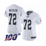 Women's Oakland Raiders #72 John Matuszak White Vapor Untouchable Limited Player 100th Season Football Jersey