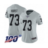 Women's Oakland Raiders #73 Maurice Hurst Limited Silver Inverted Legend 100th Season Football Jersey