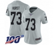 Women's Oakland Raiders #73 Maurice Hurst Limited Silver Inverted Legend 100th Season Football Jersey