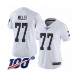 Women's Oakland Raiders #77 Kolton Miller White Vapor Untouchable Limited Player 100th Season Football Jersey