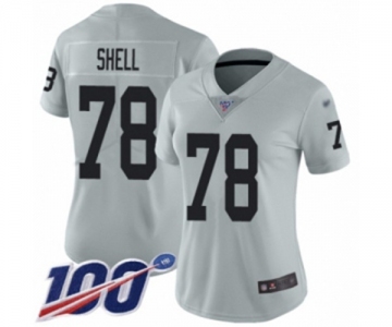 Women's Oakland Raiders #78 Art Shell Limited Silver Inverted Legend 100th Season Football Jersey