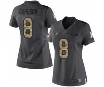 Women's Oakland Raiders #8 Daniel Carlson Limited Black 2016 Salute to Service Football Jersey