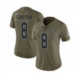 Women's Oakland Raiders #8 Daniel Carlson Limited Olive 2017 Salute to Service Football Jersey