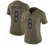 Women's Oakland Raiders #8 Daniel Carlson Limited Olive 2017 Salute to Service Football Jersey