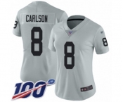 Women's Oakland Raiders #8 Daniel Carlson Limited Silver Inverted Legend 100th Season Football Jersey