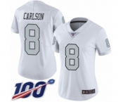 Women's Oakland Raiders #8 Daniel Carlson Limited White Rush Vapor Untouchable 100th Season Football Jersey