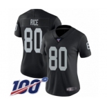 Women's Oakland Raiders #80 Jerry Rice Black Team Color Vapor Untouchable Limited Player 100th Season Football Jersey