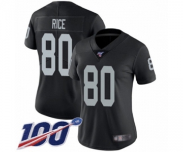 Women's Oakland Raiders #80 Jerry Rice Black Team Color Vapor Untouchable Limited Player 100th Season Football Jersey