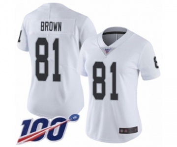 Women's Oakland Raiders #81 Tim Brown White Vapor Untouchable Limited Player 100th Season Football Jersey