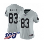 Women's Oakland Raiders #83 Darren Waller Limited Silver Inverted Legend 100th Season Football Jersey