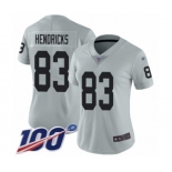 Women's Oakland Raiders #83 Ted Hendricks Limited Silver Inverted Legend 100th Season Football Jersey