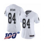 Women's Oakland Raiders #84 Antonio Brown White Vapor Untouchable Limited Player 100th Season Football Jersey