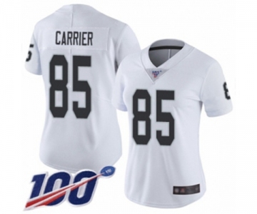 Women's Oakland Raiders #85 Derek Carrier White Vapor Untouchable Limited Player 100th Season Football Jersey