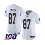 Women's Oakland Raiders #87 Dave Casper White Vapor Untouchable Limited Player 100th Season Football Jersey