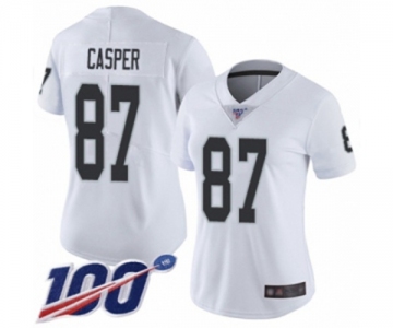 Women's Oakland Raiders #87 Dave Casper White Vapor Untouchable Limited Player 100th Season Football Jersey