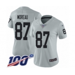 Women's Oakland Raiders #87 Foster Moreau Limited Silver Inverted Legend 100th Season Football Jersey