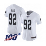 Women's Oakland Raiders #92 P.J. Hall White Vapor Untouchable Limited Player 100th Season Football Jersey