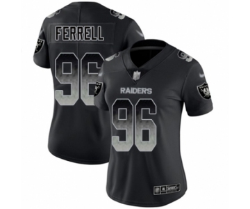 Women's Oakland Raiders #96 Clelin Ferrell Black Smoke Fashion Limited Football Jersey