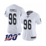 Women's Oakland Raiders #96 Clelin Ferrell White Vapor Untouchable Limited Player 100th Season Football Jersey