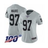 Women's Oakland Raiders #97 Josh Mauro Limited Silver Inverted Legend 100th Season Football Jersey