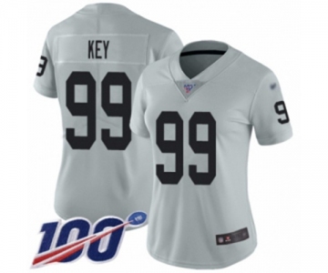 Women's Oakland Raiders #99 Arden Key Limited Silver Inverted Legend 100th Season Football Jersey